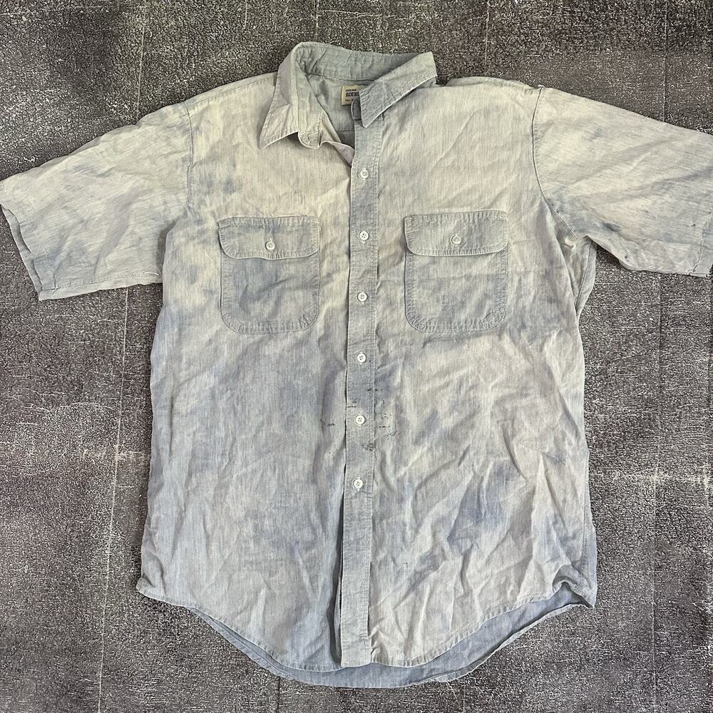 Men's Vintage 90's Roebucks USA Light Blue White Button Up Western Shirt Sz L - Picture 1 of 5